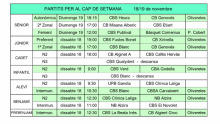 Calendari Jornada 18 i 19 de Novembre